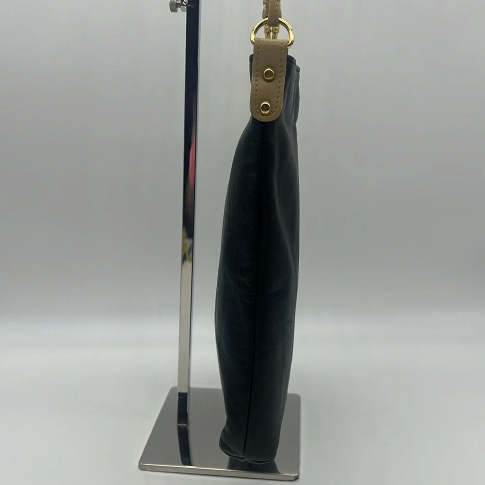 Kitamura Vintage Black/Tan/Gold Leather Crossbody